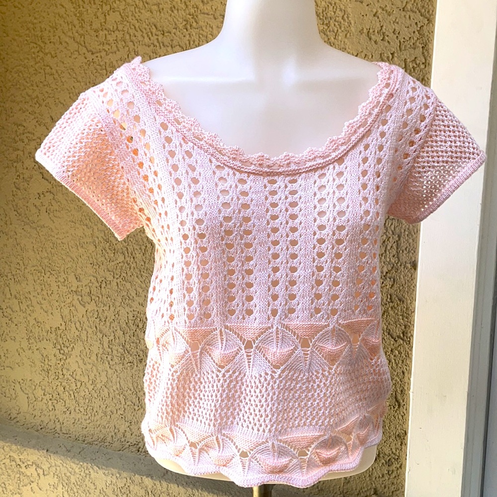 New vintage light peach knitted cotton top